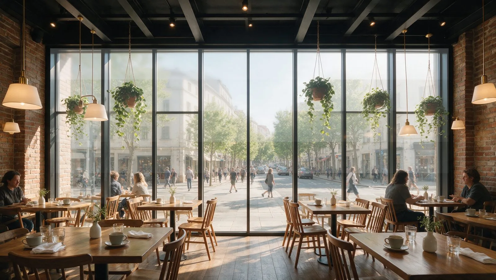 Shop window seen from inside: transparency stepped down from top to bottom in six levels